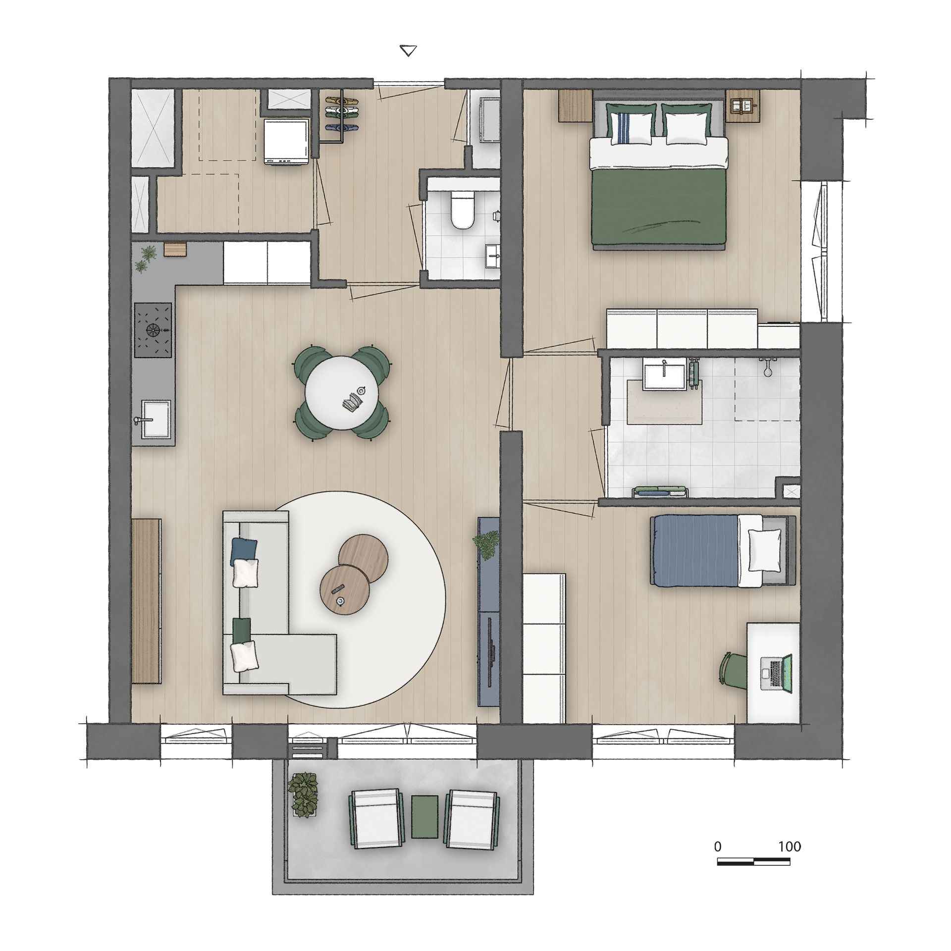 Type D appartement | Bouwnummers C1.01, C2.01, C3.01, C4.01, C5.01, C6.01 | Genderkwartier Veldhoven | Gebouw: SONATE | Nieuwbouw schilderwerk | Schilder Veldhoven
