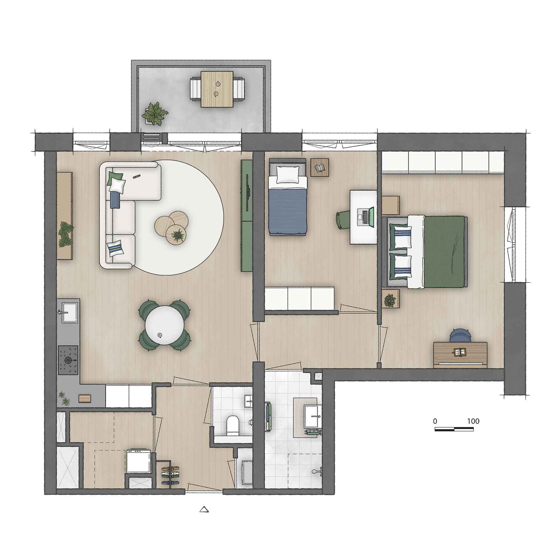 Type C appartement | Bouwnummers C1.06, C2.06, C3.06, C4.06, C5.04, C6.04 | Genderkwartier Veldhoven | Gebouw: SONATE | Nieuwbouw schilderwerk | Schilder Veldhoven