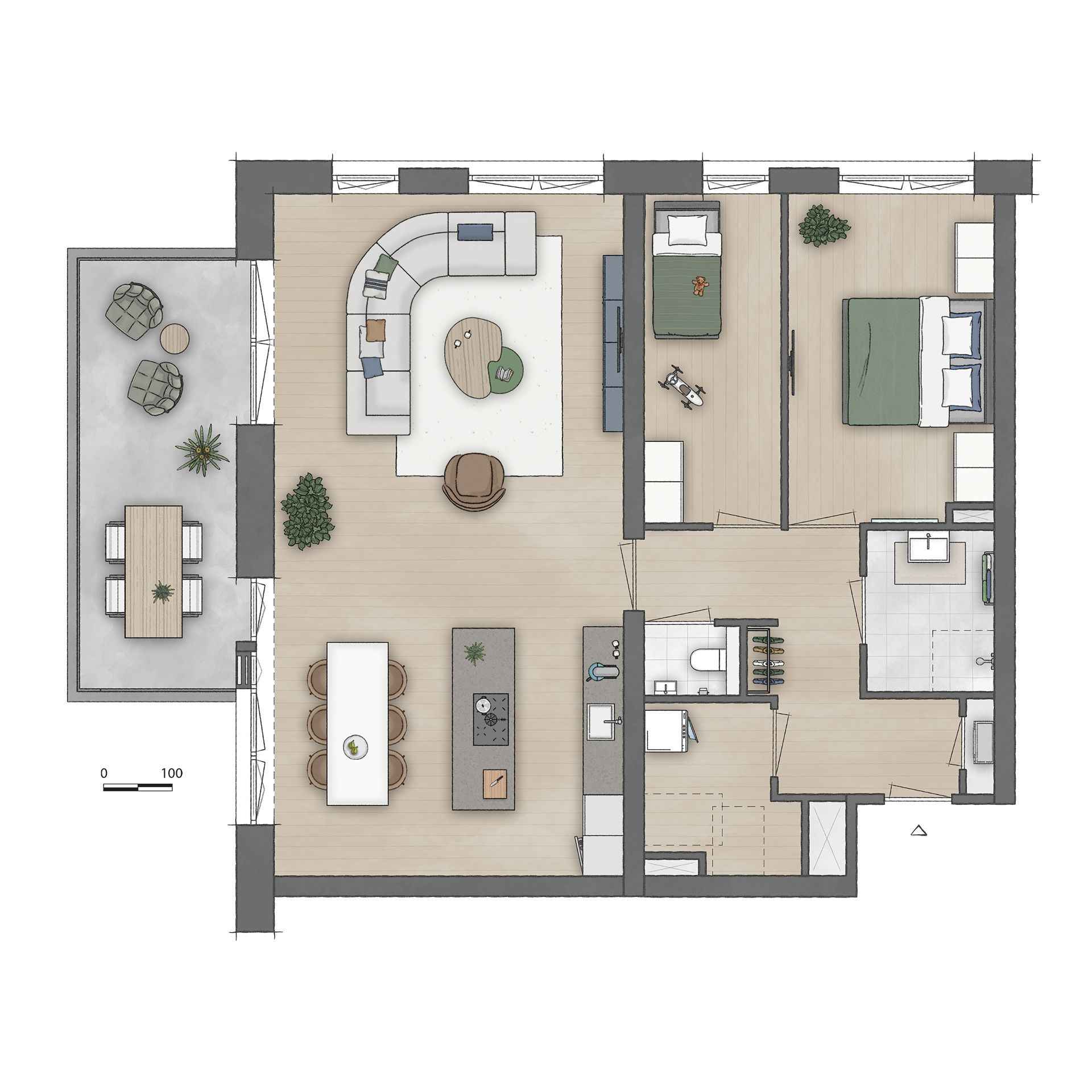 Type B appartement | Bouwnummers C0.04, C1.04, C2.04, C3.04, C4.04 | Genderkwartier Veldhoven | Gebouw: SONATE | Nieuwbouw schilderwerk | Schilder Veldhoven