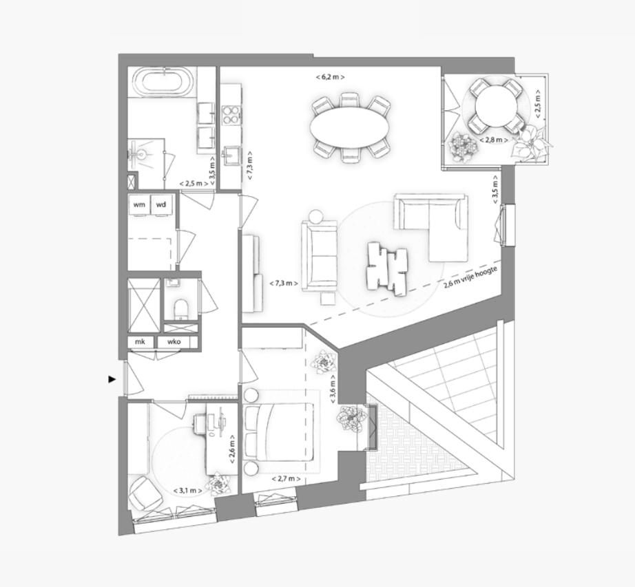 Type H appartement | Kavel 2.5.3 | Nieuw Bergen Eindhoven | Gebouw: VIOLET | Nieuwbouw schilderwerk | Schilder Eindhoven