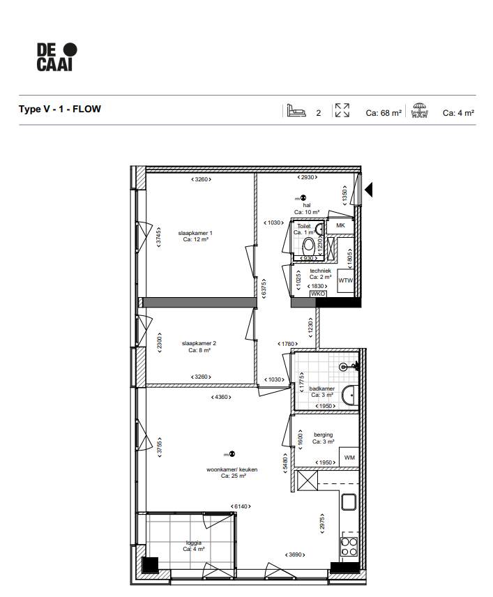 TYPE V - 1 - 2  appartement | De Caai Eindhoven | Gebouw: FLOW | Nieuwbouw schilderwerk | Schilder Eindhoven